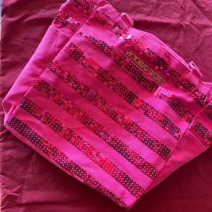 Victoria’s Secret Striped Sequin Tote in Hot Pink
